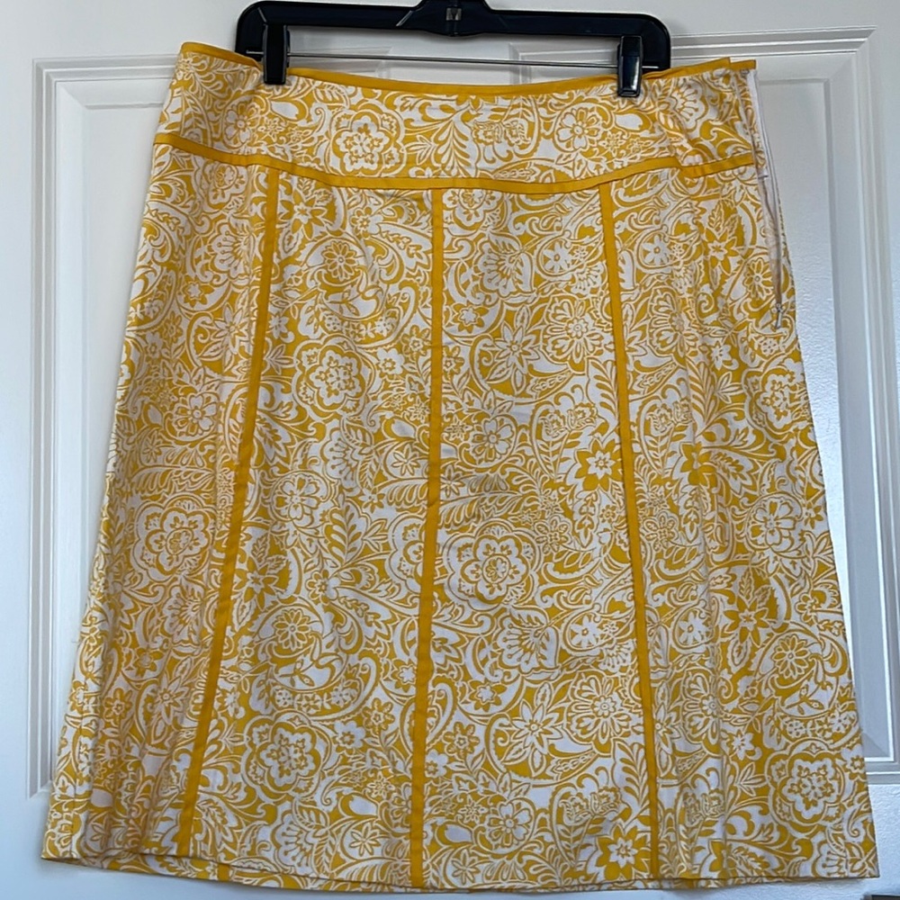 Yellow and White Pencil Skirt-16W-EUC